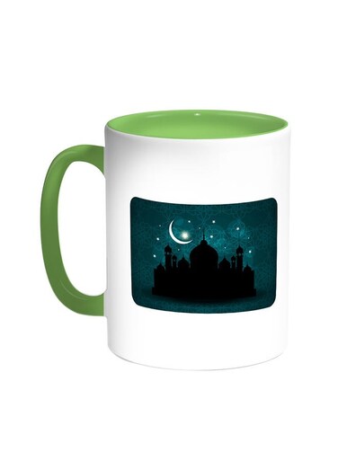 Ramadan And A Mosque Printed Coffee Mug Green/White 11ounce