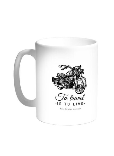 Motorcycle Printed Coffee Mug White 11ounce