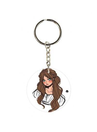 Cartoon Girl Printed Keychain