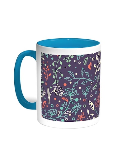 Decorative - Tree Paper Printed Coffee Mug Turquoise/White 11ounce