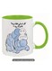 Ceramic Mug with Arabic Calligraphy &amp; Whimsical Blue Creature Design in Green