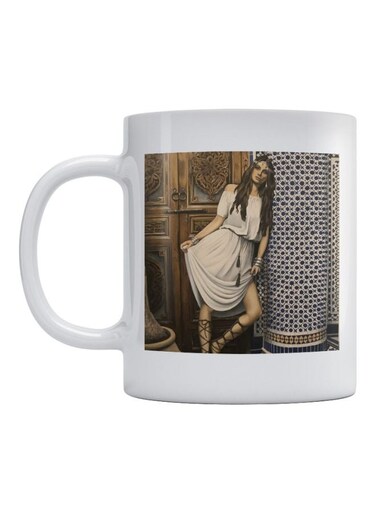 Printed Ceramic Mug White/Brown/Beige
