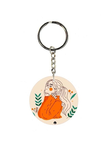Girl Printed Double Sided Keychain