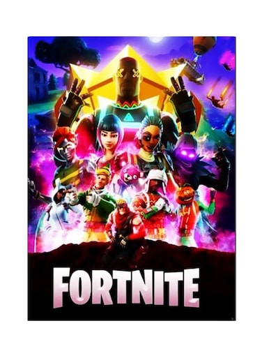Fortnite Themed Metallic Plate Purple/Yellow/Green 20x15cm