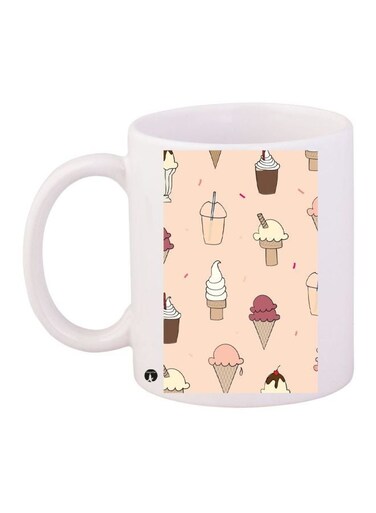 Printed Coffee Mug White/Beige/Brown 11ounce