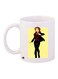 Cartoon Girl Printed Coffee Mug White/Yellow/Brown 11ounce