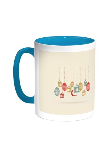 Ramadan Lanterns Printed Coffee Mug Turquoise/White 11ounce