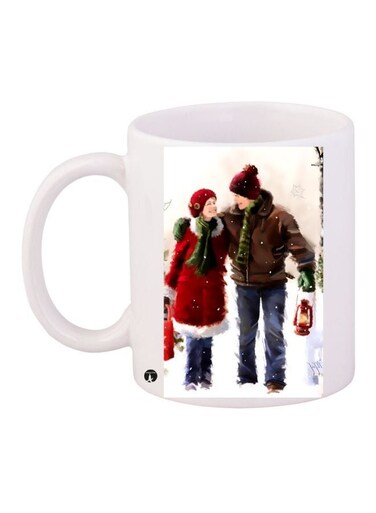 Printed Coffee Mug White/Red/Brown 11ounce