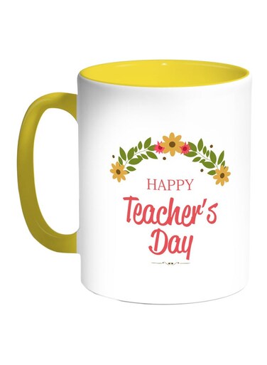 Happy Teachers Day Printed Coffee Mug Yellow/Green/White