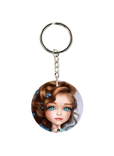 Animie Girl Printed Keychain