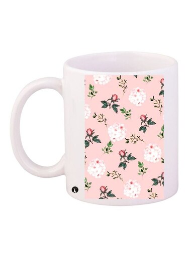 Printed Coffee Mug White/Pink/Green 11ounce