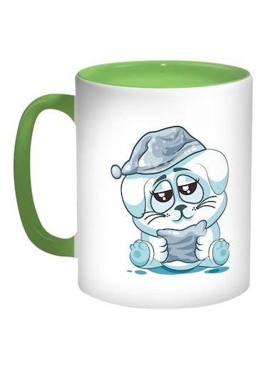 Rabbit Printed Coffee Mug Green/White/Blue