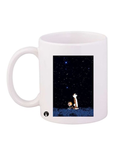 Calvin And Hobbes Printed Mug White/Black/Blue Standard Size