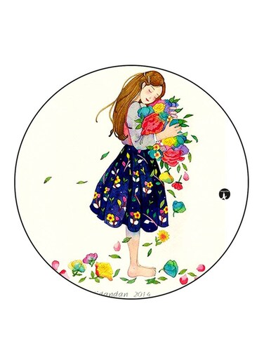 Girl Printed Fridge Magnet Round Multicolour