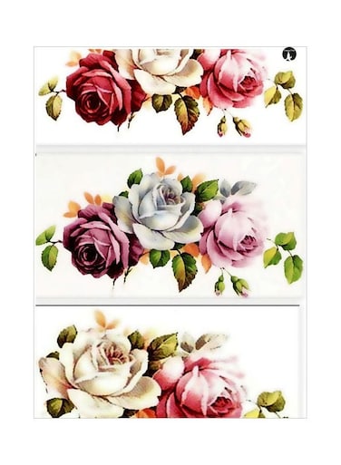 Floral Themed Metallic Plate White/Red/Purple 20x15cm
