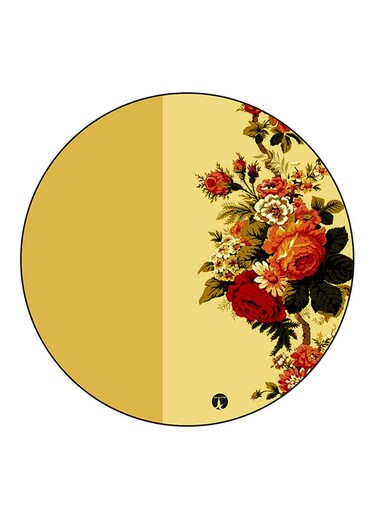 Flowers Printed Fridge Magnet Round Multicolour