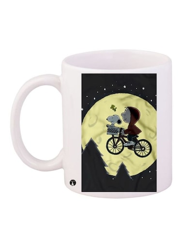 Snoopy Dog Printed Coffee Mug White/Black/Green 11ounce