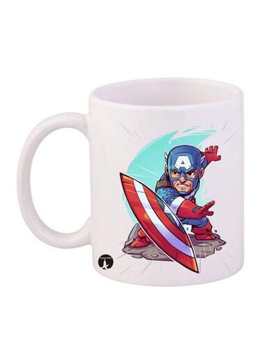 Captain America Printed Mug White/Blue/Red 11ounce