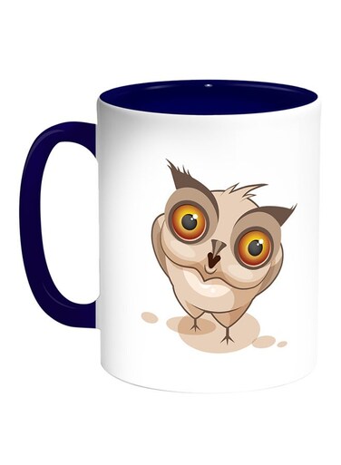 Owl Printed Coffee Mug White/Blue 11ounce