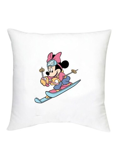 Minnie Mouse Printed Decorative Cushion White/Pink/Blue 16x16inch