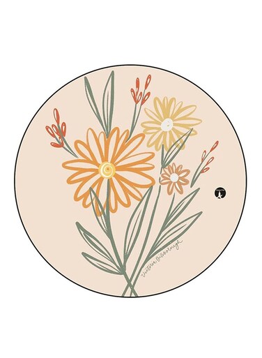 Flowers Printed Fridge Magnet Round Multicolour