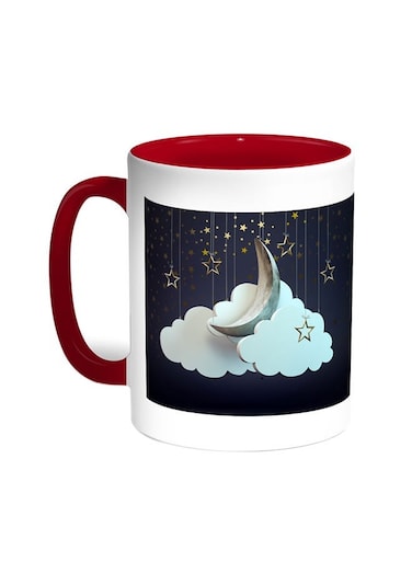 Crescent Of Ramadan Printed Coffee Mug Red/White 11ounce