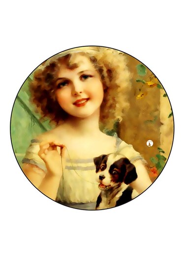 Vintage Art Printed Fridge Magnet Multicolour