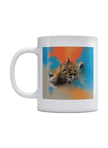Cheetah Printed Mug White/Blue/Brown