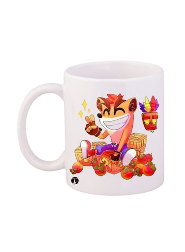 Crash-The Video Game Printed Mug White/Yellow/Red 12ounce