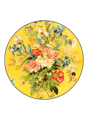 Floral Printed Fridge Magnet Yellow/Green/Beige 5.5cm