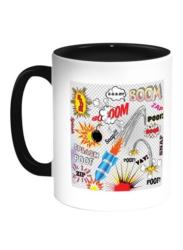 Charges Of Fireworks Printed Coffee Mug White Black 11 ounce