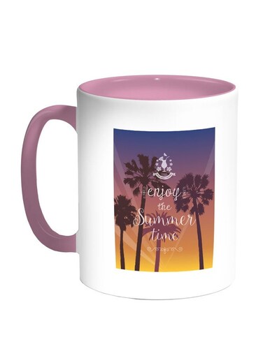 Enjoy The Summer Time Printed Coffee Mug Pink/White/Blue 11ounce
