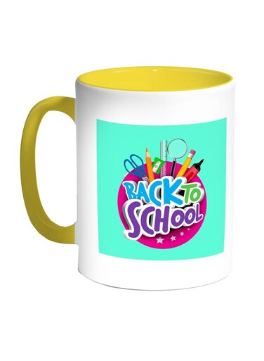 Back To School Printed Coffee Mug Green/White/Yellow