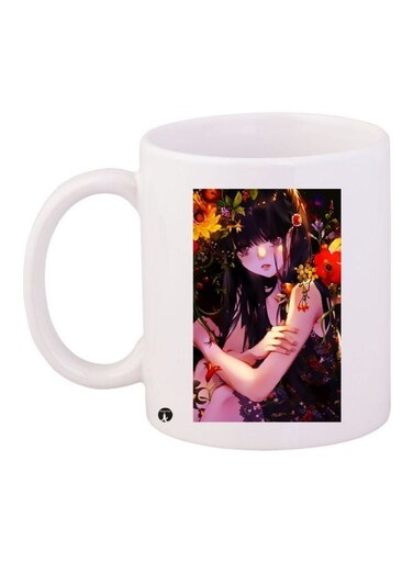 Girl Printed Coffee Mug White/Red/Green 11ounce