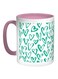 Hearts Printed Coffee Mug Teal Green/White/Black 11ounce