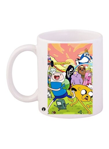 Cartoon Printed Coffee Mug White/Green/Blue 11ounce
