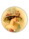 Lady Printed Fridge Magnet Beige/Green/Pink 5.5cm