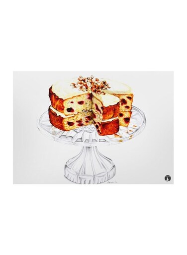 Cake Themed Metallic Plate White/Beige/Brown 20x15cm