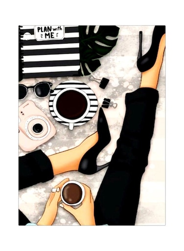 Plan With Me Themed Metallic Plate Black/White/Beige 20x15cm