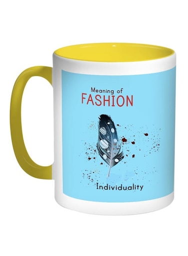 Meaning Of Fashion Printed Coffee Mug Blue/White/Yellow 11ounce