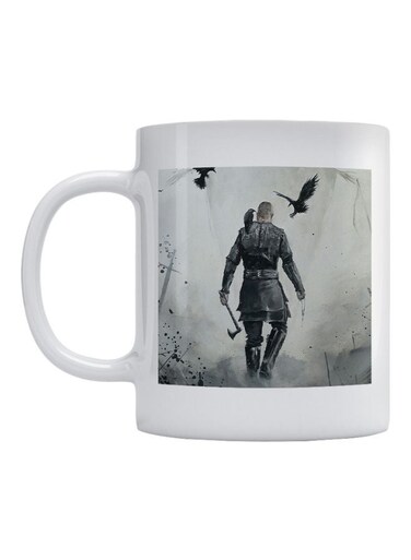 Vikings Ragnar Lodbrok Printed Coffee Mug White/Grey/Black