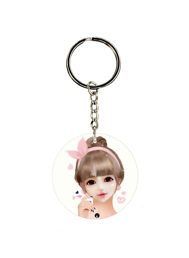 Girl Printed Dual Sided Keychain
