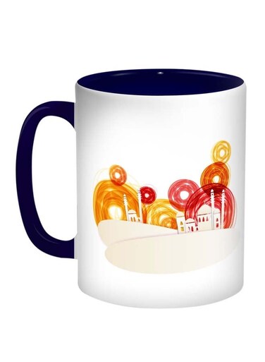 Abstract Art Mosque Printed Coffee Mug Blue/White/Red 11ounce