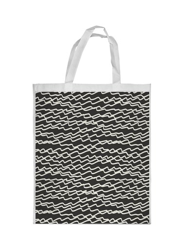 Random Lines Printed Shopping Bag White/Black
