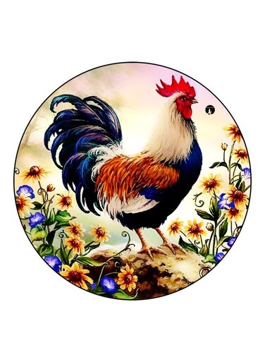 Hen Printed Fridge Magnet Beige/Blue/Red 5.5cm