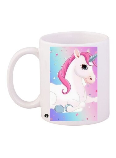 Unicorn Printed Coffee Mug White/Pink/Blue 11ounce