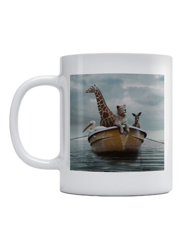 Animals Printed Coffee Mug White/Brown/Blue
