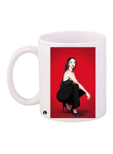 Girl Printed Coffee Mug White/Red/Black 11ounce