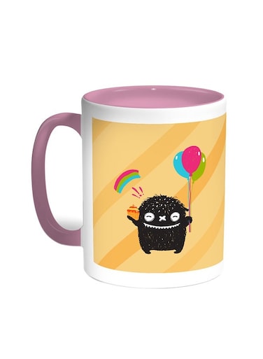 Cartoon Drawing - The Joy Of Eid Printed Coffee Mug Pink/White 11ounce