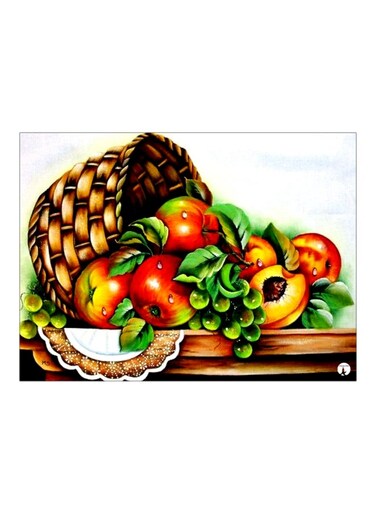 Fruits Themed Metallic Plate Red/Green/Brown 20x15cm